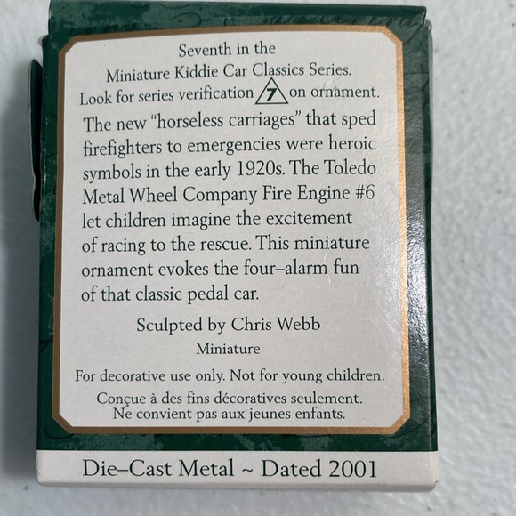 Hallmark Collector's Series 1924 Toledo Fire Engine #6 - Picture 2 of 5